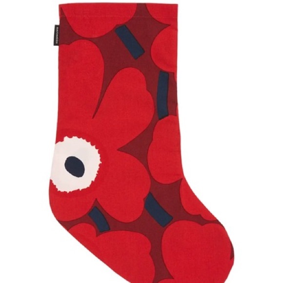 MARIMEKKO Pieni Unikko Cotton 17" Christmas Stocking Red NWOT - Picture 1 of 6